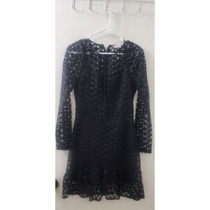 Karina Grimaldi Black Star Lace Mini Dress Long Sleeve 3147 Size M
